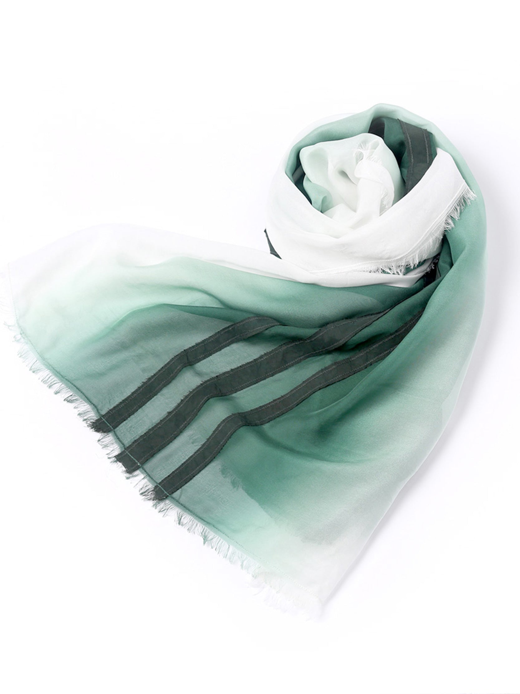 Dip-Dye Shred Stitch Chiffon Scarf