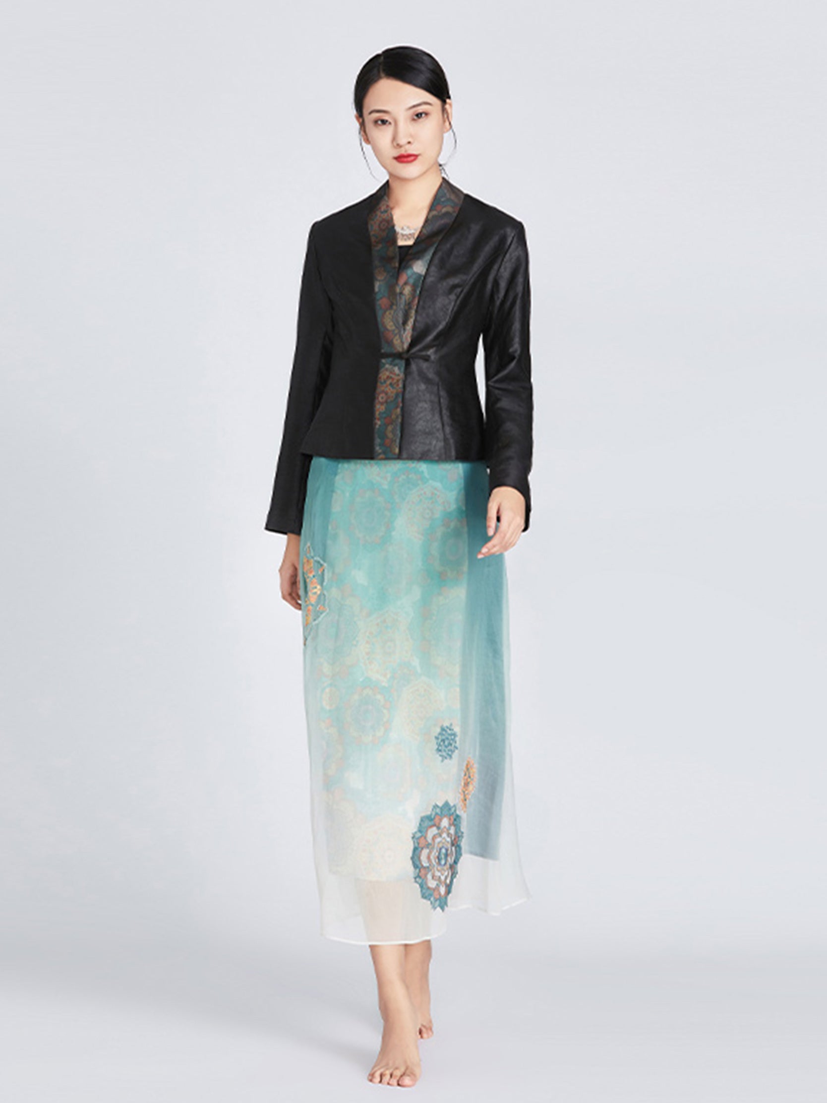 Gambiered Guangdong Habotai Silk Binding Jacket