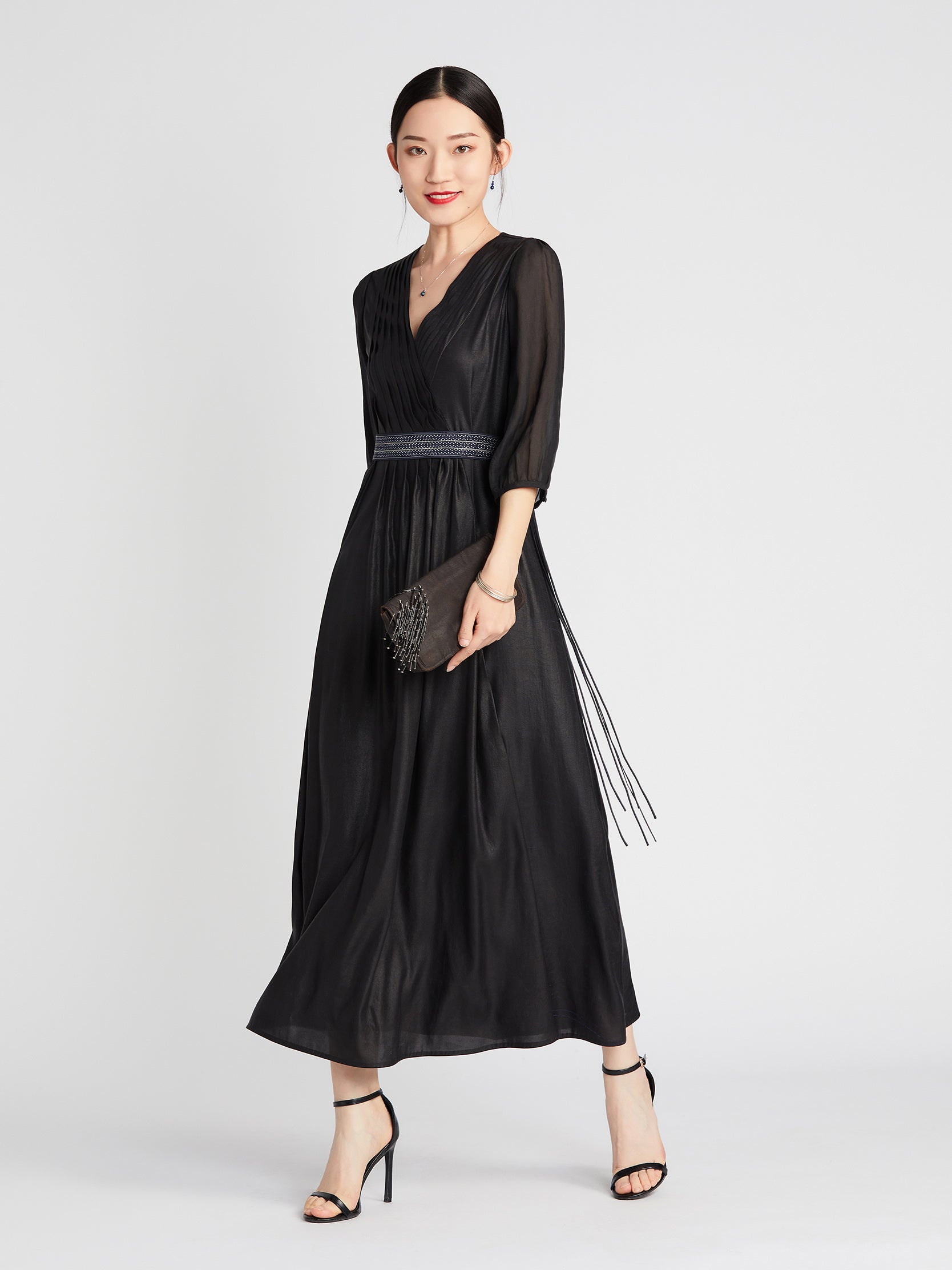 Elastic Pleated TANGY Silk Dress