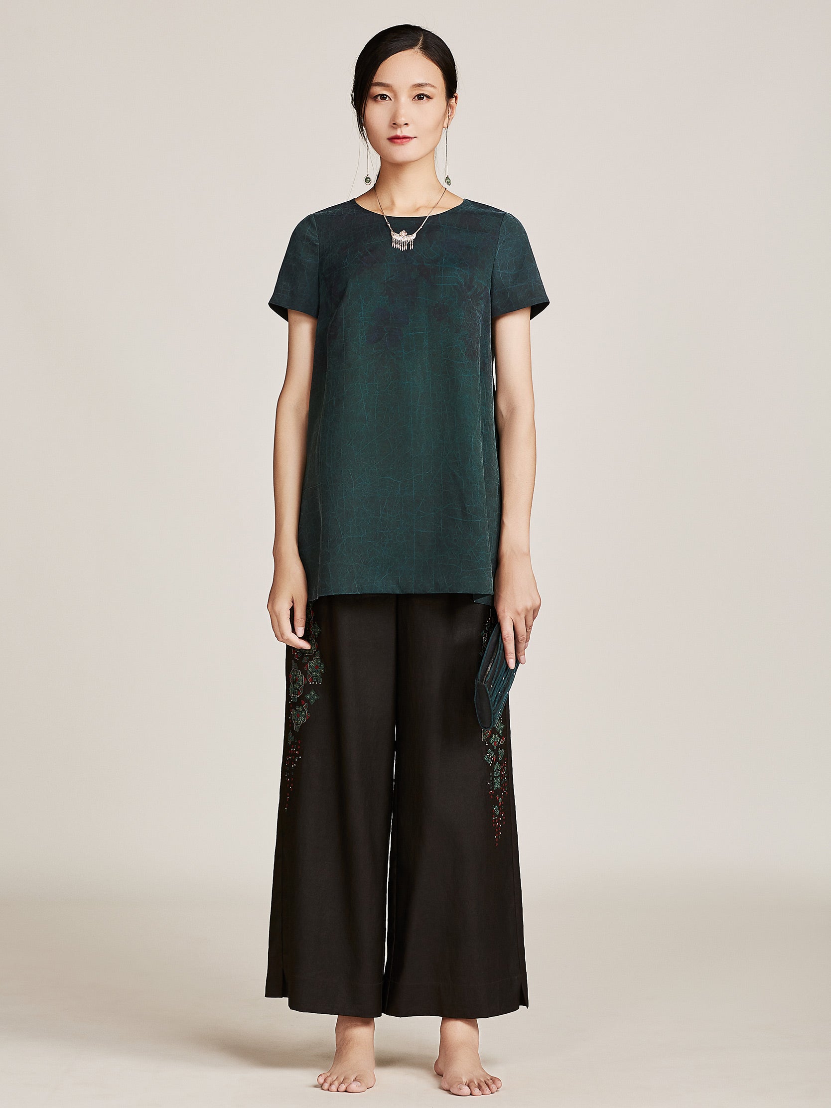 TANGY Silk embrodiered trousers